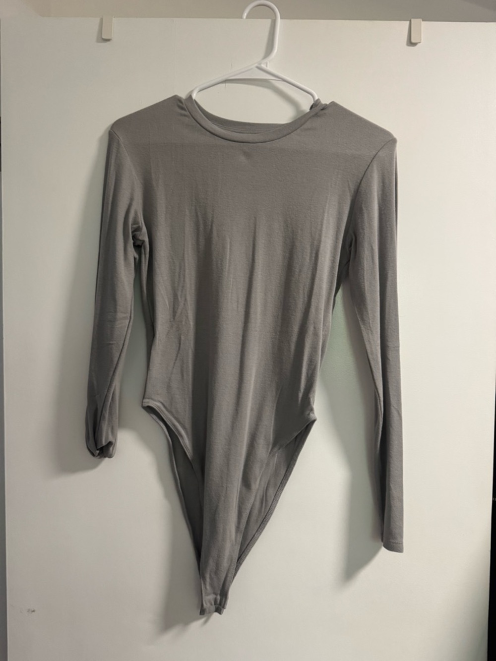 Zara Gray Long-Sleeve Crew Neck Bodysuit